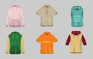 Realistic Collared and Reguler Hoodie with Various Sleeve Lenght vector