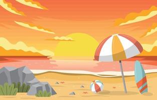 concepto de paisaje de playa al atardecer vector