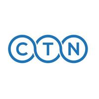 diseño de logotipo de letra ctn sobre fondo negro. concepto de logotipo de letra de iniciales creativas ctn. diseño de carta ctn. vector