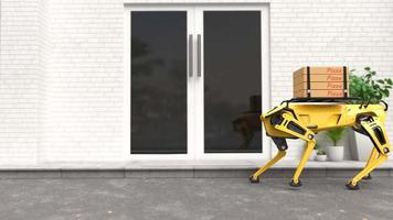 chien robot livrant des pizzas, concept de technologie de transport