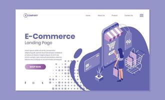 E-commerce landing page template vector design