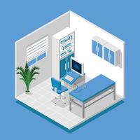 Isometric hospital room medical checkup vector illustration