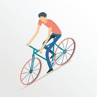 isometric people riding bicycle vector