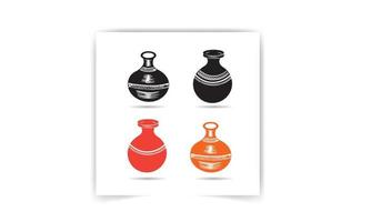 Pitcher flat vector icon, Old brown vase and decorated with stripes.