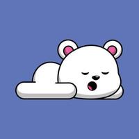Cute Polar Bear Sleeping Cartoon Vector Icon Illustration. Animal Icon Concept Isolated Premium Vector.