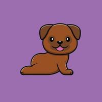 Ilustración de icono de vector de dibujos animados de yoga de perro pug lindo. concepto de icono de salud animal vector premium aislado.