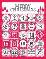 Christmas countdown printable tags collection vector