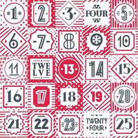 Christmas countdown printable tags collection red color cute style vector