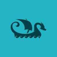 Viking Ship logo with dragon shape vector illustration