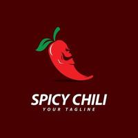 Chili logo with skull face vector Spicy food symbol template