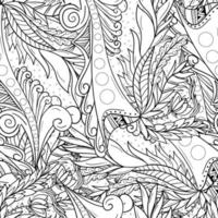 Seamless pattern background with abstract leaves and flower vector