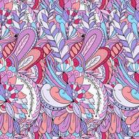 Seamless pattern of leaves, flowers and berries. Floral background vector