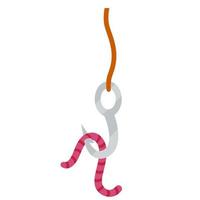 Set of fishing hooks and tackle with worm vector