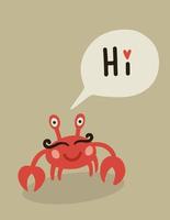 Red cartoon crab vector