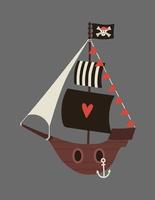 barco pirata de dibujos animados vector