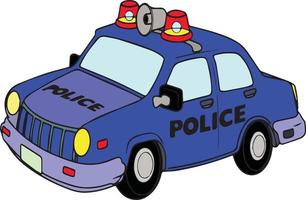 coche de policía azul.