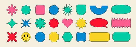 Sticker retro color style set isolated on white background vector