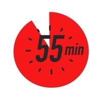 55 minutes timer symbol red color style vector