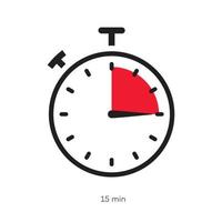 Timer 15 minutes symbol color style vector