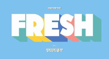Vector fresh font 3d bold colorful style