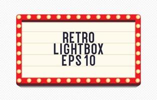 Retro lightbox 3d realistic template with lightbulb vector