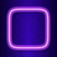 Neon square frame vector on transparent background