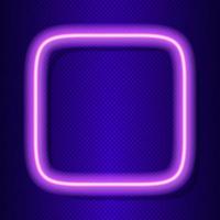 Neon square frame vector on transparent background