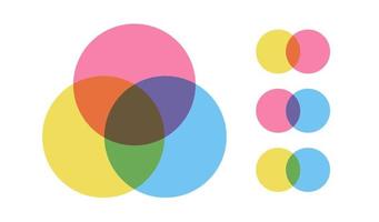 Venn diagram template set color style vector