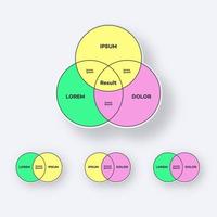 Venn diagram chart template set vector