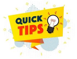 Quick tips banner light bulb vector modern style