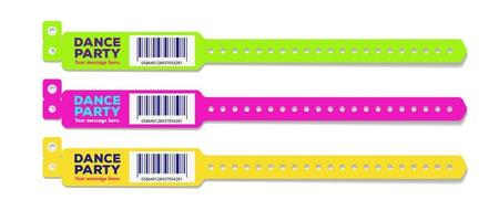 pulsera baile fiesta evento acceso diferente color vector