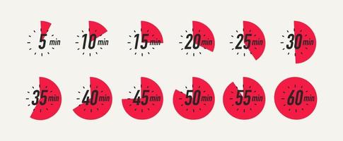 conjunto de vectores de símbolo de temporizador aislado en fondo blanco