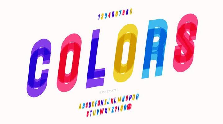 Vector color font modern typography