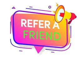 Refer a friend banner with megaphone vector
