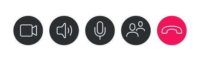conjunto de iconos de videollamadas para la aplicación vector