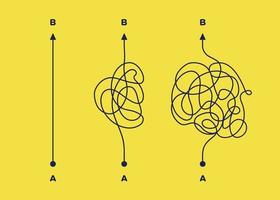 Three roads way - easy, medium, hard from point A to B vector