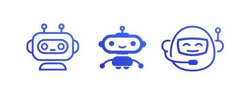 icono de bot de chat, conjunto de vectores de símbolos de robot