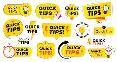 Quick tips label vector set modern style