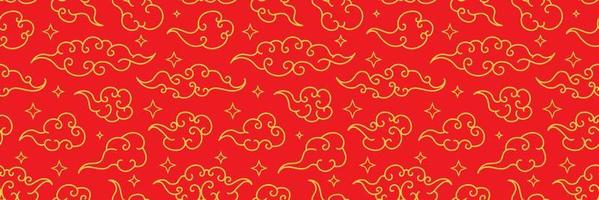 Tibetan sky seamless pattern elegant style red color vector