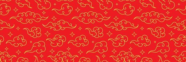 Tibetan sky seamless pattern elegant style red color vector