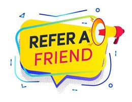 Refer a friend speech bubble with megaphone vector