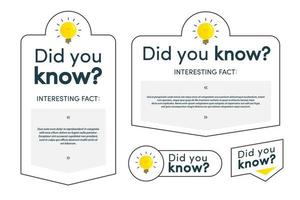 Did you know label and card set vector