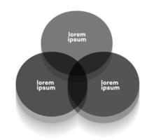 plantilla de gráfico de diagrama de venn estilo de vidrio 3d de tres círculos vector