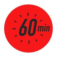 60 minutes timer symbol red color style vector