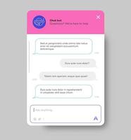 Chat bot window for website and mobile app vector