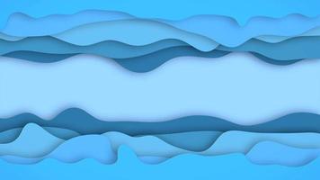 Waving Papercut Blue shapes. Abstract blue background 3D animation. 3D abstract background with blue paper cut waves. Modern design layout best for presentations