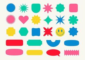 Sticker set retro color style vector