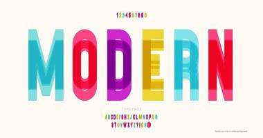 Vector modern font color style trendy typography