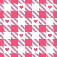 Gingham checkered pattern heart plaids vector