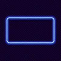 Neon rectangle vector frame on transparent background